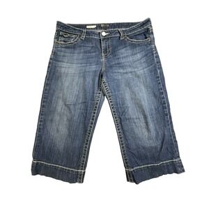 Kut From The Kloth The Natalie Crop Denim Capri Cuffed Jeans Sz 14 Thick Stitch